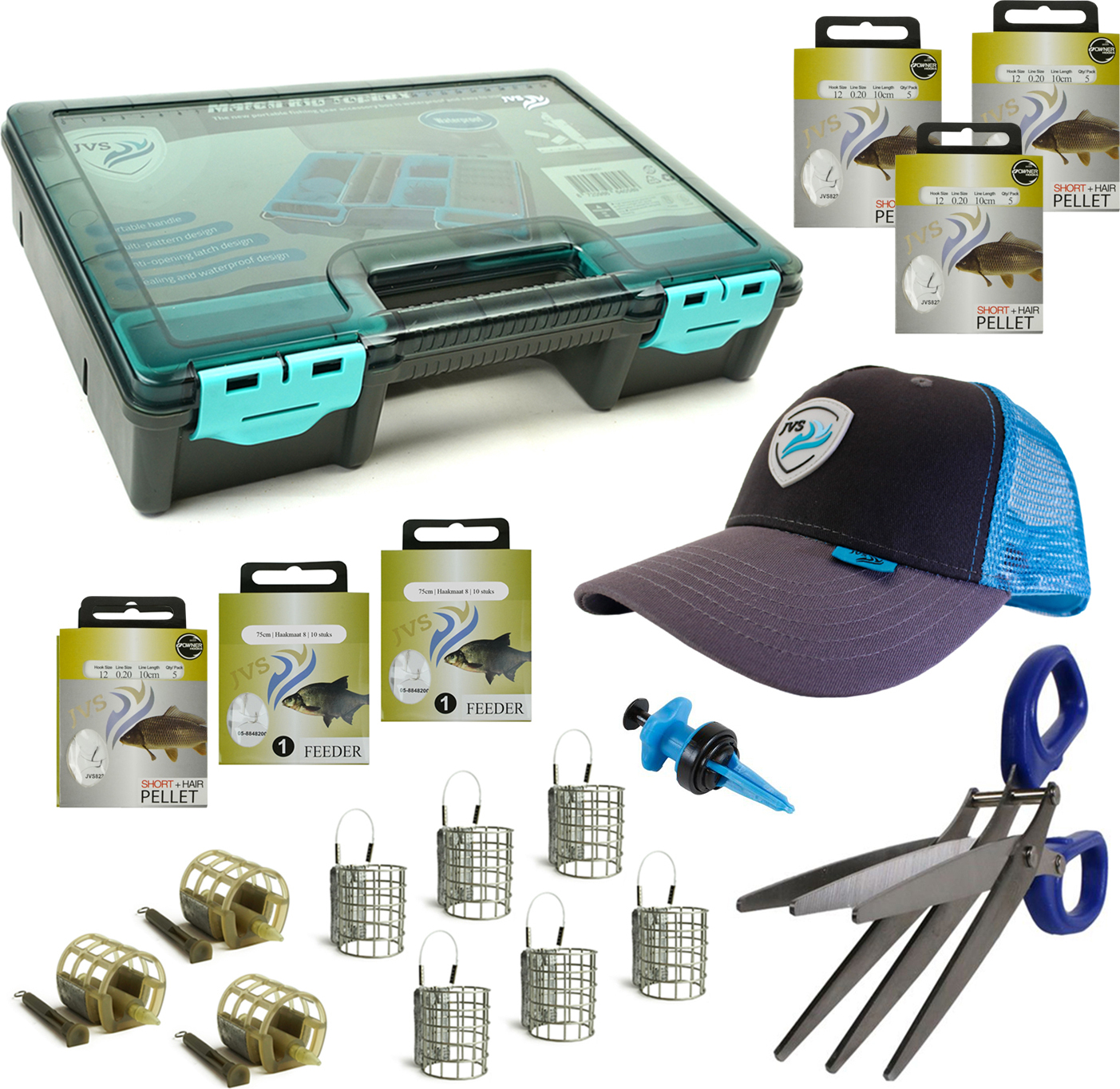 JVS Feeder Absolute Set - Sehr komplett - 18 Teile - Unterstriche - Feeder - Schneckenschere - Cap SET3346