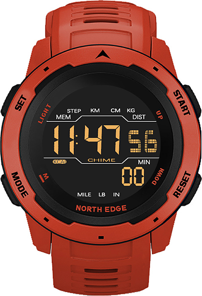 NORTH EDGE Herren Digitaluhr Herren Sportuhren Dual Time Schrittzaehler Wecker Wasserdichte 50M Digitaluhr Militaeruhr