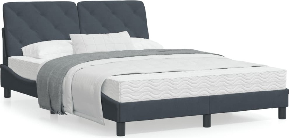 Möbel Bett mit Matratze Dunkelgrau 140x190 cm Samt - Klassische Betten 3208653