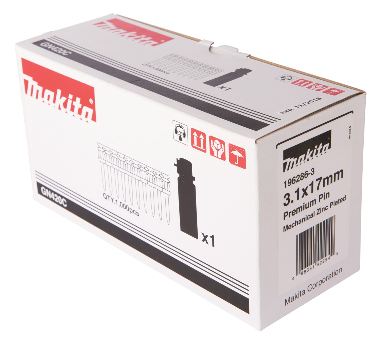 Makita Betonnägel 3,1 x 17 mm, 1.000 Stk. mit Gaskartusche Beton - 3,1 x 17 mm - 1.000 Stk. 196286-3