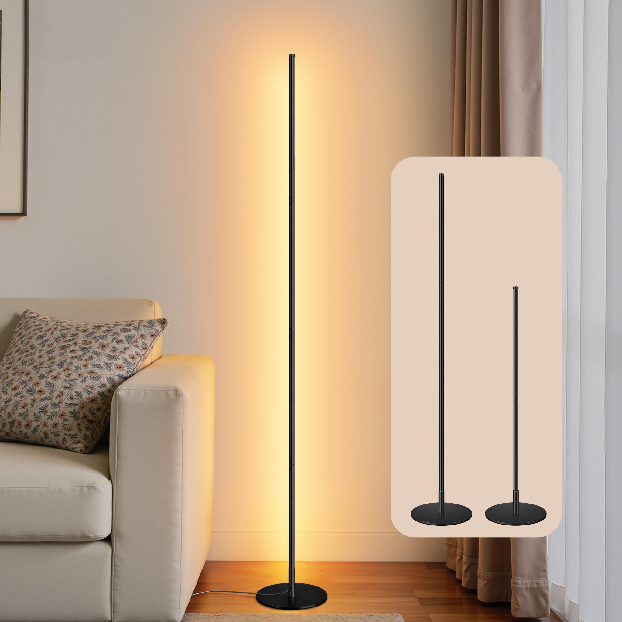 EDISHINE LED Stehlampe Wohnzimmer Dimmbar, Stehleuchte höhenverstellbar, Schwarz DHLFL02L