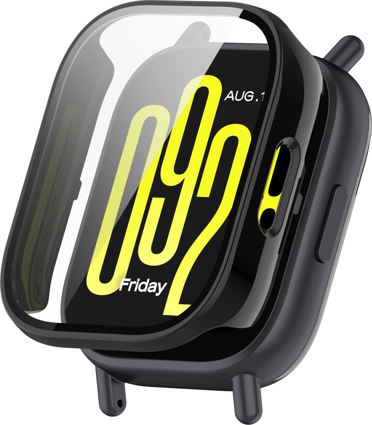Pre Xiaomi Redmi Watch 5 Lite Plastové puzdro na hodinky + ochranné tvrdené sklo Black