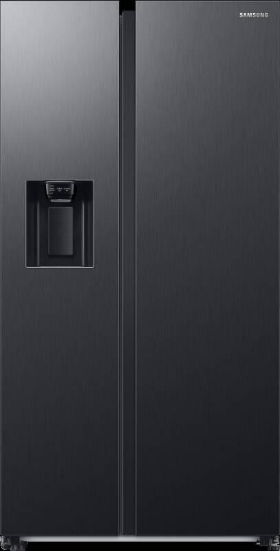 Samsung Side-by-Side-Kühlschrank mit Gefrierfach, 178 cm, 635 l, AI Energy Mode, Wasser- und Eisspender, No Frost+, Premium Black Steel, RS6GA854CB1/EG