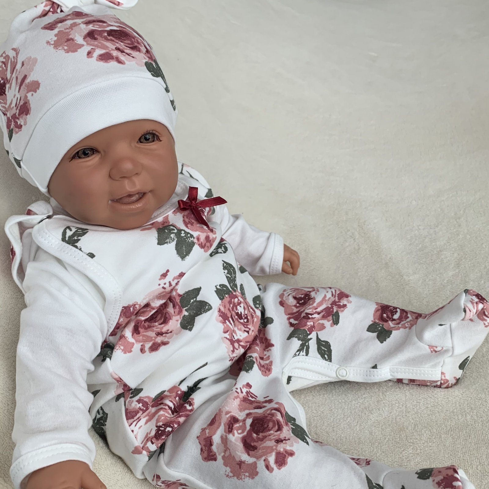 Mädchen langärmelig Blume 2-teiliges Set Babys YQYJA Strampler für Neugeborene khaki 86