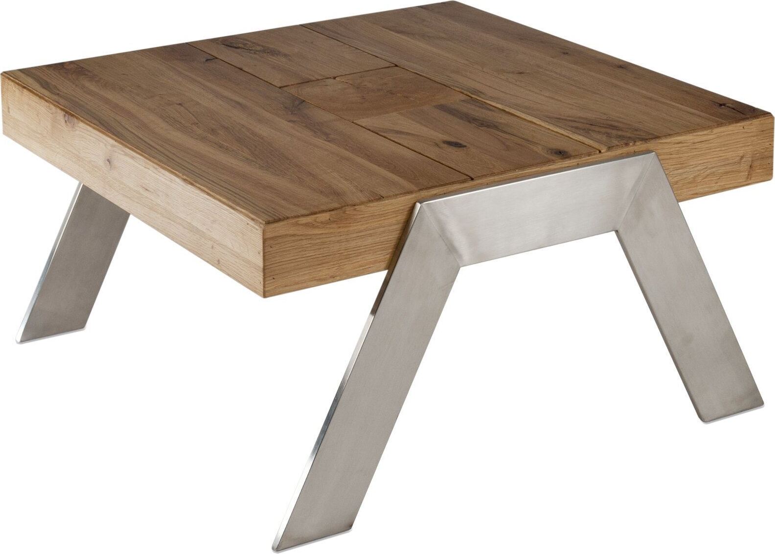 58 aufm Kessel Couchtisch Chaitra 82x80x45 ohne Funktion Edelstahl/Wildeiche Antik 16260