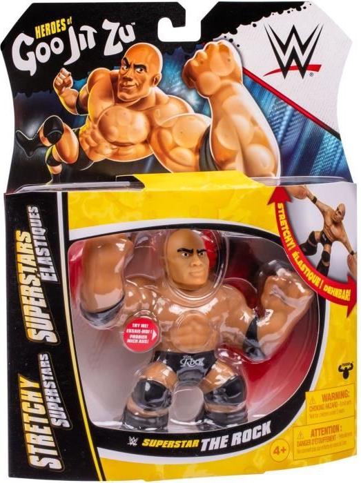 Heroes of Goo Jit Zu WWE Goo Jit Zu The Rock Dehnbare Figur, 11 cm, Elastische Textur, 3x Dehnbar HER0630996428962