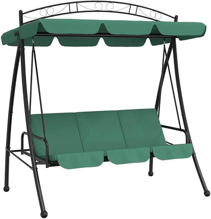 Unbranded Hollywoodschaukel mit Dach Grün 198 cm Stoff und Stahl, Garten Balkon,Hollywoodschaukeln, 31.42 kg-363331