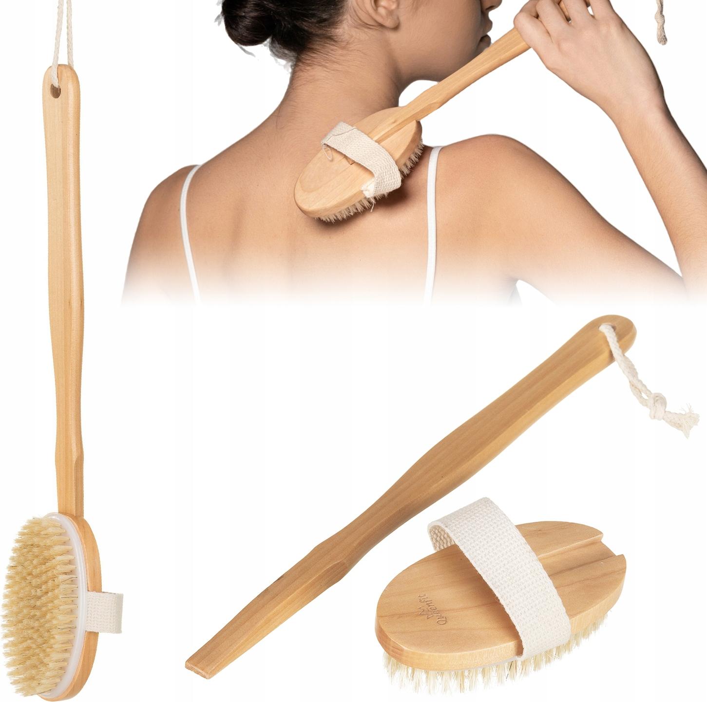 Queenfit® Massagebürste, Trockenbürste, natürliche Borsten, Körperbürste, Peelingbürste, Badebürste aus Holz V393878