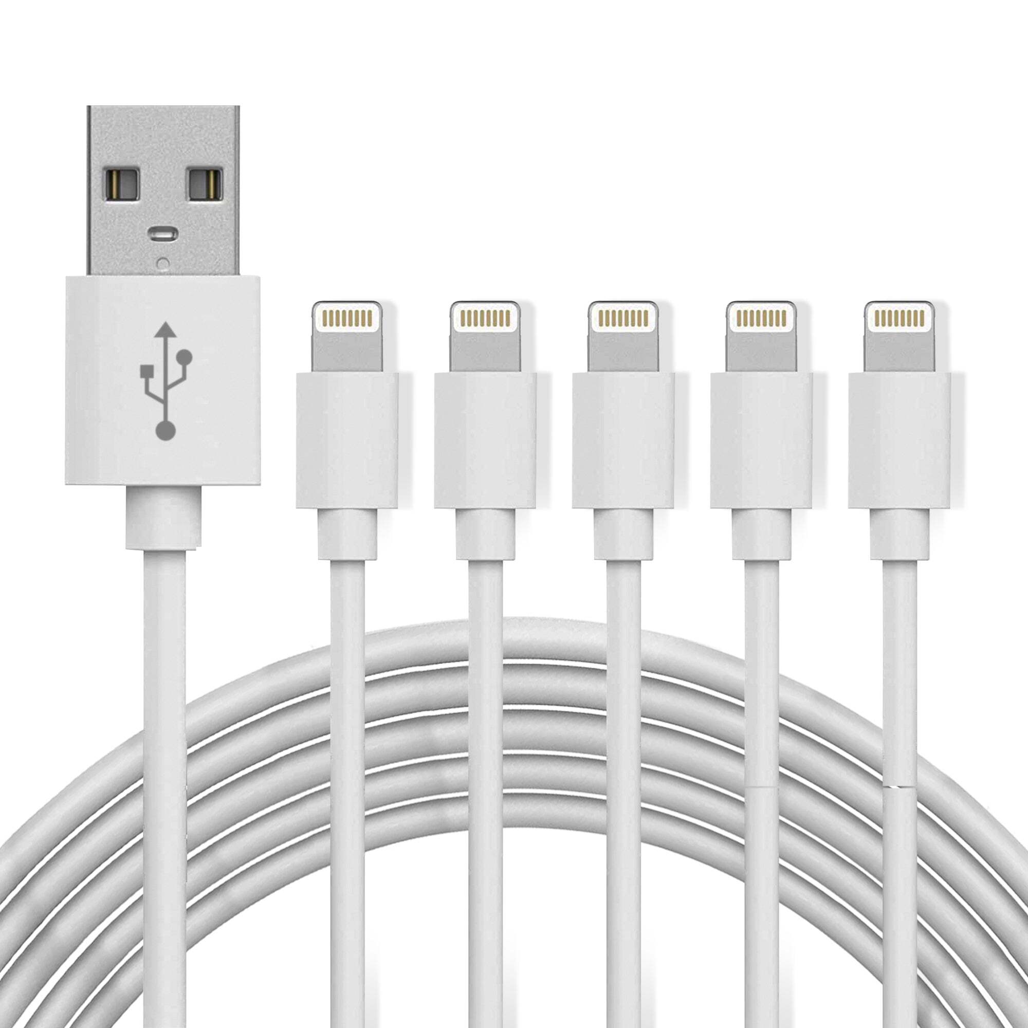 3x Lightning nabíjacie káble pre iPhone, iPad a iPod – USB Lightning 2 Meter / 5 Pack