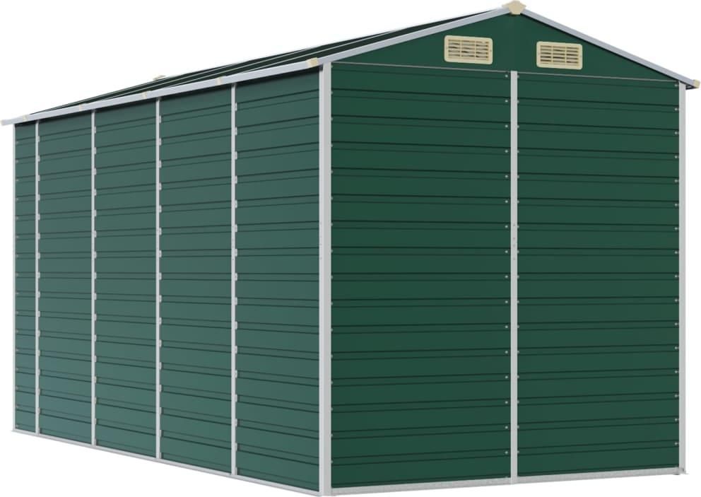 vidaXL Záhradný prístrešok zelený 191x385x198 cm Pozinkovaná oceľ