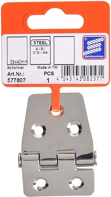 Seilflechter Scharnier 5-Loch Edelstahl 58 x 40 mm silber SF_577807