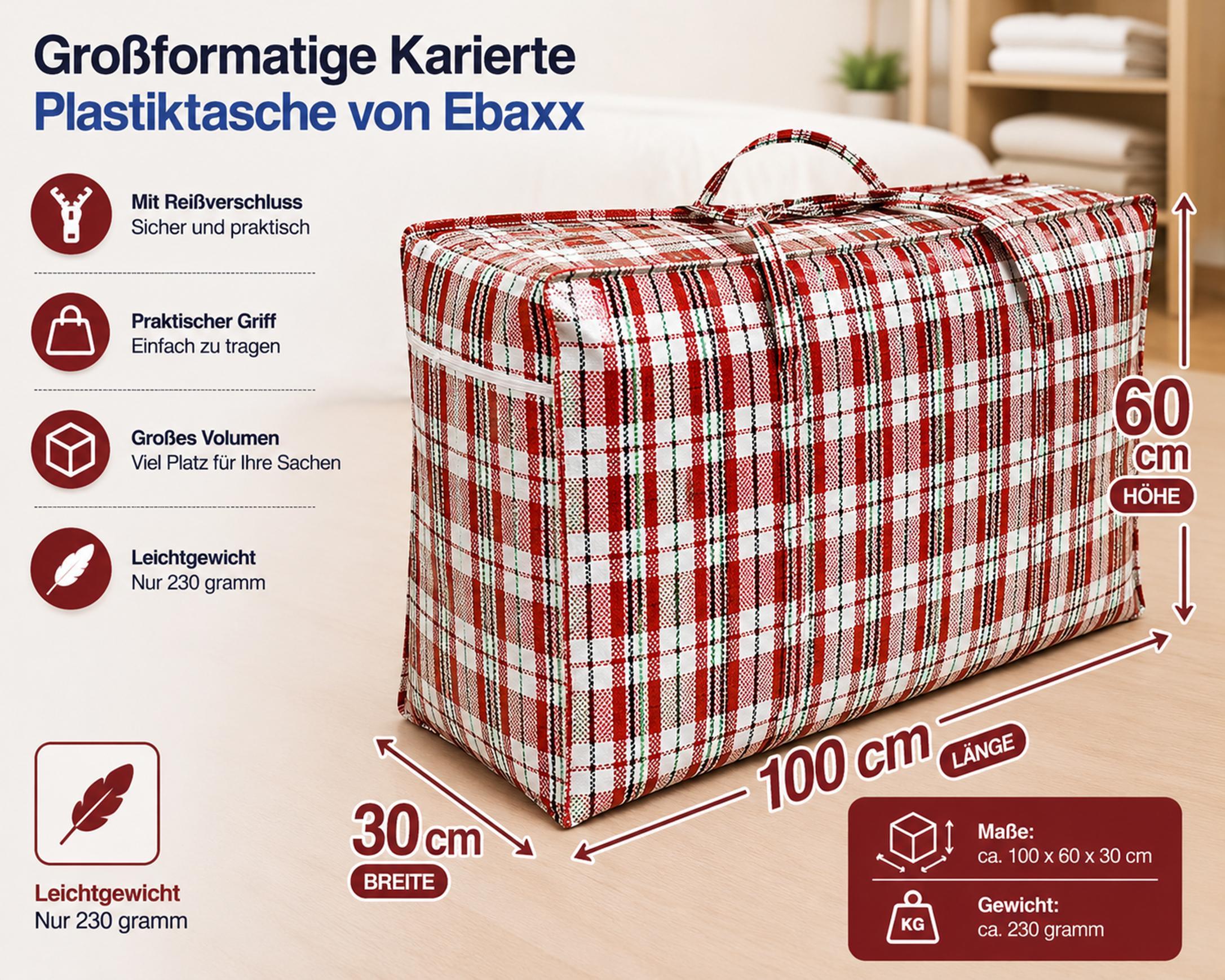 PLASTIKTASCHE Jumbo Unterbettkommode kariert XXL