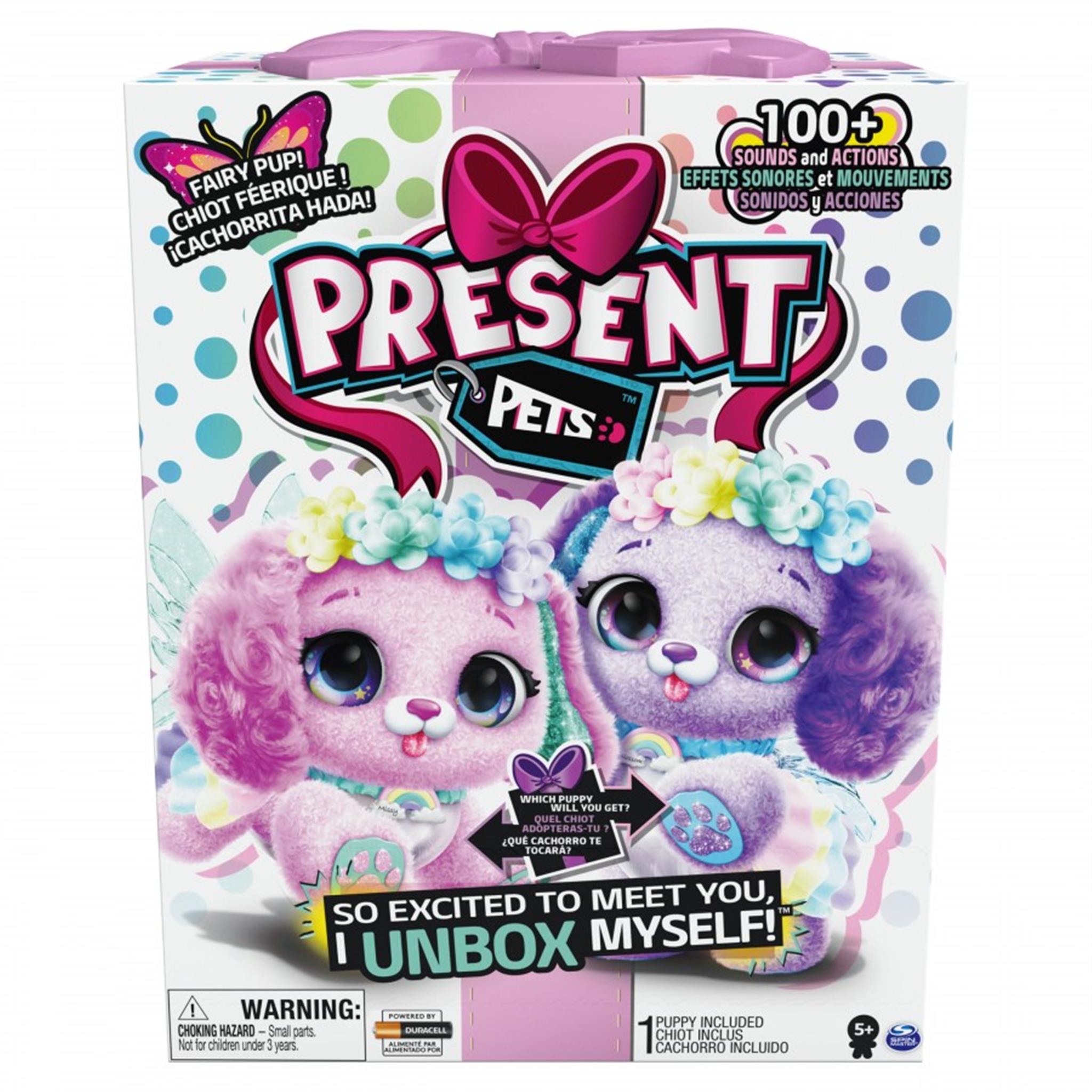 Spin Master Present Pets , Interaktives Plüschtier Welpen-Fee mit über 100 Geräuschen und Aktionen (verschiedene Modelle), Kinderspielzeug für Mädchen, Spieltiere, 5 Jahr(e), Interaktiv, Mit Ton, AAA 6061372