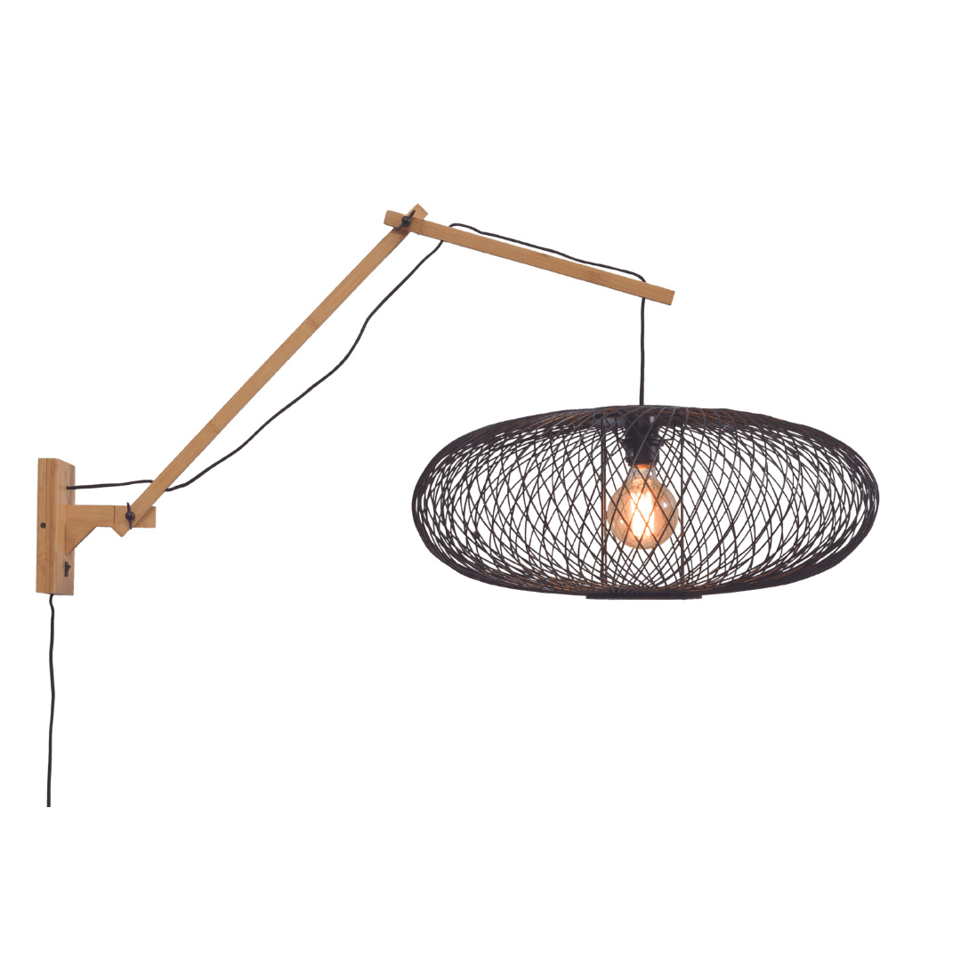 GOOD&MOJO - Wandlampe Cango - Bambus/Schwarz - 105x60x60cm CANGO/W3/AD/N/6025/B