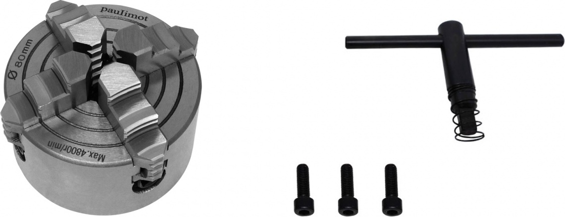 PAULIMOT Vierbackenfutter für Drehbank, 80 mm, einzeln verstellbare Backen 4050