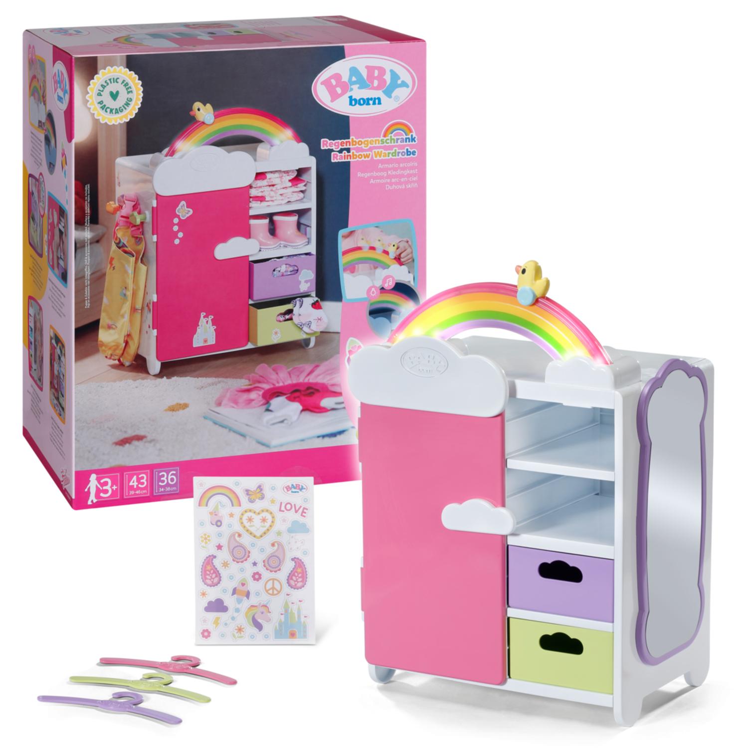 BABY born Regenbogenschrank für Puppenkleidung mit leuchtendem Regenbogen Sounds 836040