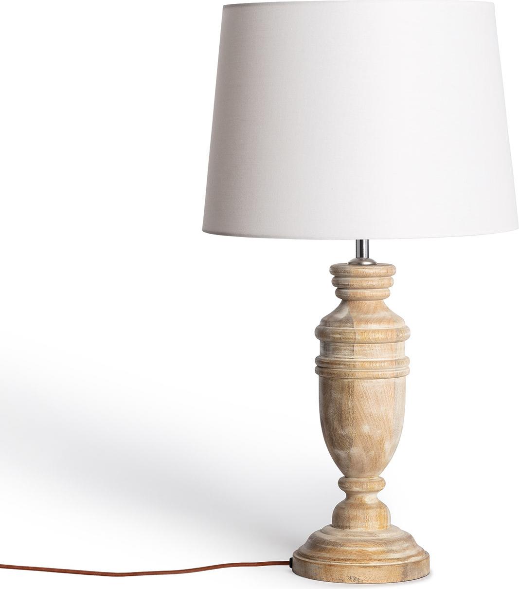 Tischlampe aus Holz Hausa ILUZZIA Antikes Weiß