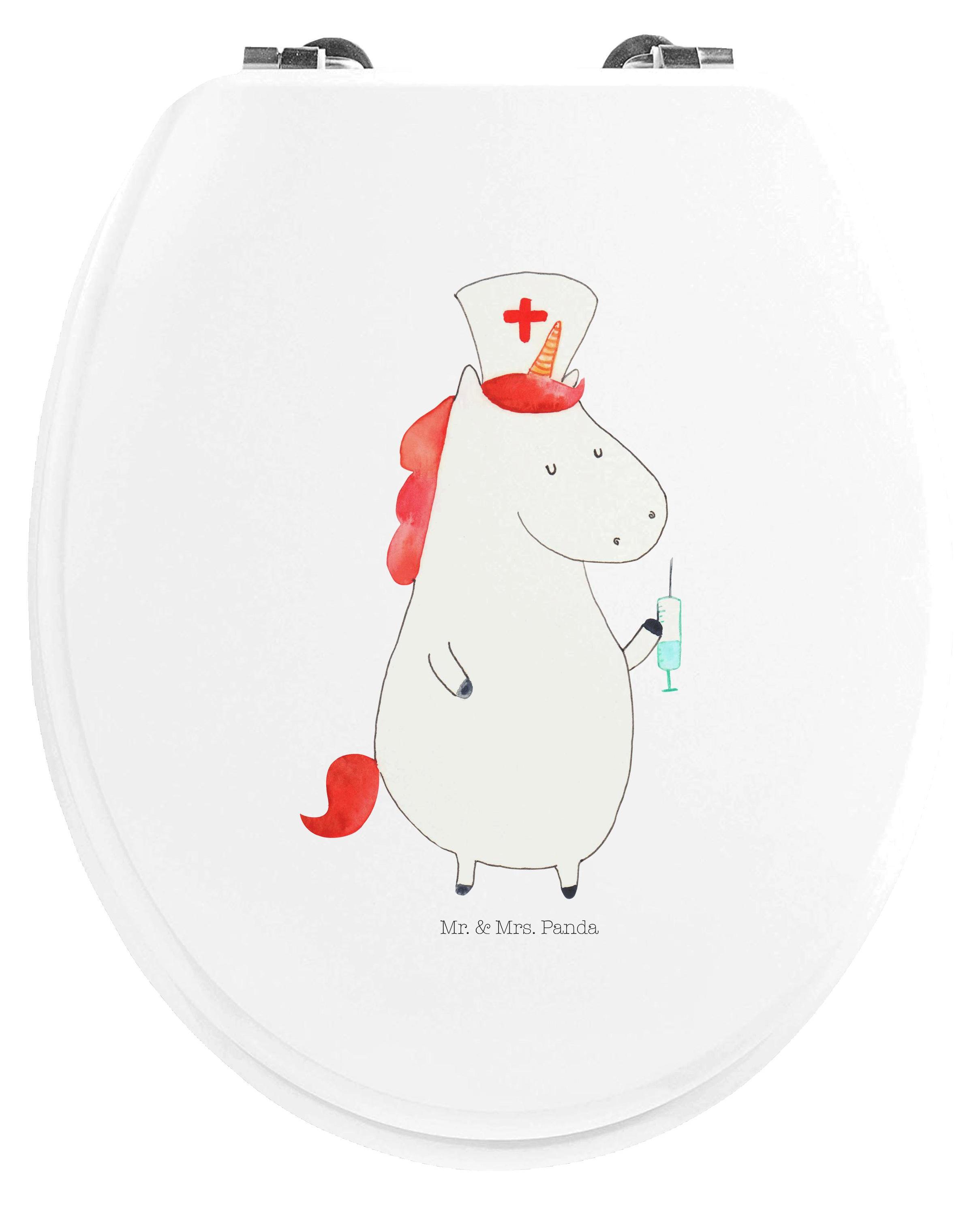 Mr. & Mrs. Panda klo deckel Einhorn Krankenschwester - Weiß - Geschenk, Klodeckel, Ärztin, wc holz, Krankenhaus, Krankenpflegerin, Krankenpfleger, WC-Sitz, Sitz, motiv PD-1155201-STANDARD