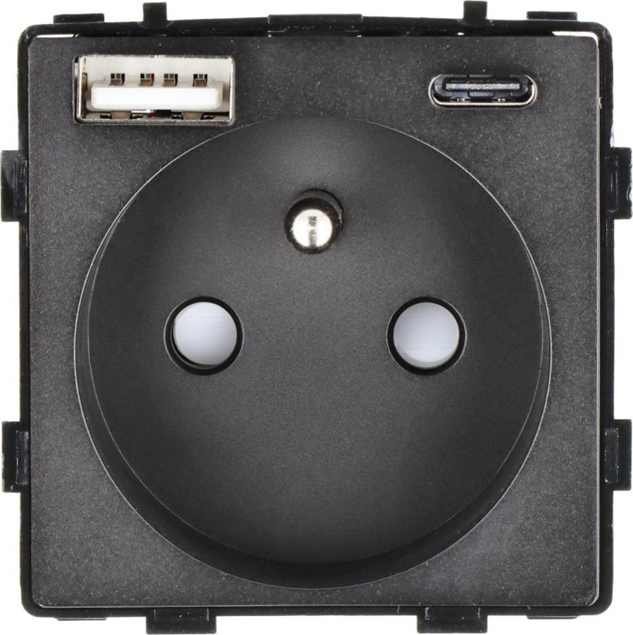 Smart Home Steckdosenmodul mit USB-Schnellladegerät AC 230V einzeln schwarz 20W 4A