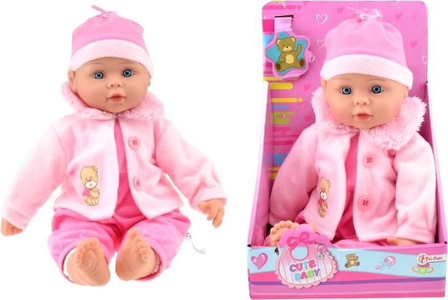 Toi-Toys CUTE BABY 02002A - Baby-Puppe rosa, Babypuppe klein mit Jacke und Mütze, ca. 40 cm