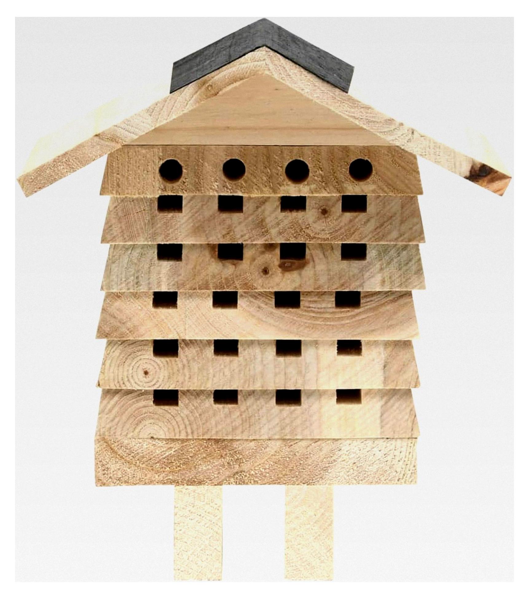 Markenlos Bienenhotel Wetterfest Bienenhaus Insektenhotels Tanne Massivholz 22x20x20 cm