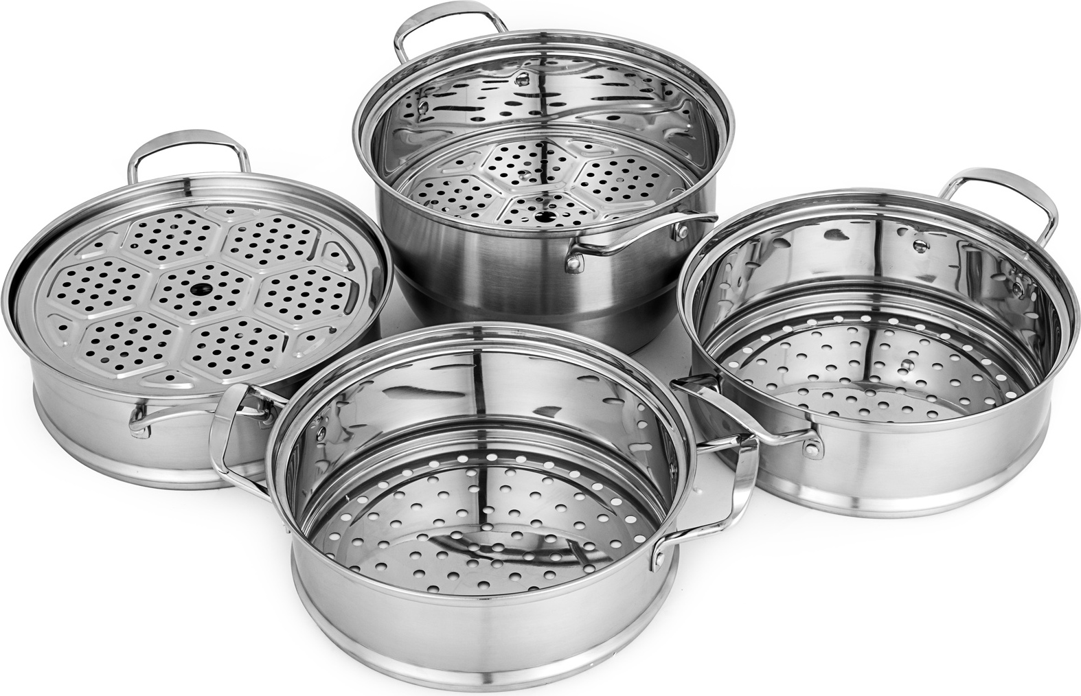 Vaporiera In Acciaio Inox A 5 Strati 26 Cm - 4 Cestelli, Coperchio In Vetro, Per Tutti I Fornelli (induzione, Gas, Elettrico)
