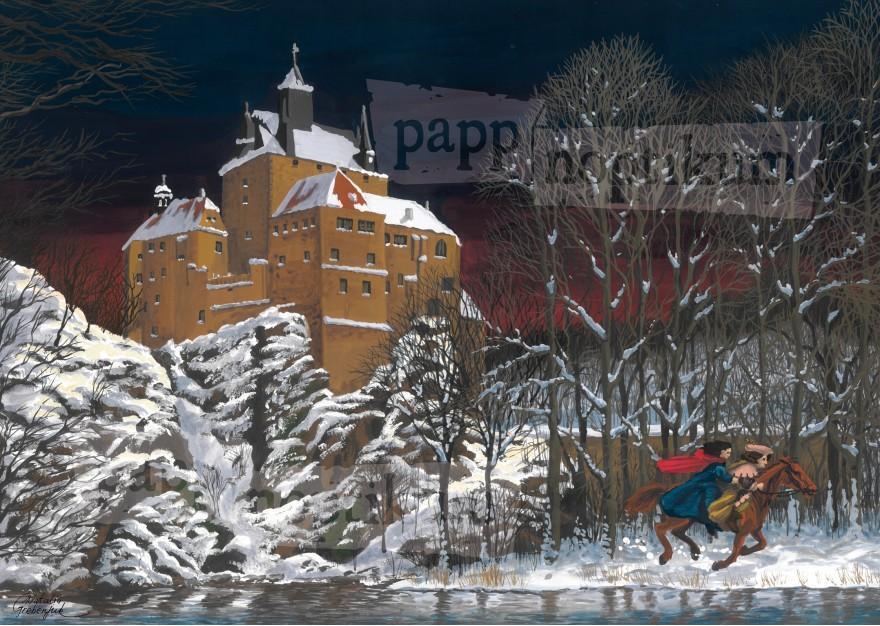 Adventný kalendár Snehulienka, hrad Kriebstein, papier, 38 x 27 cm