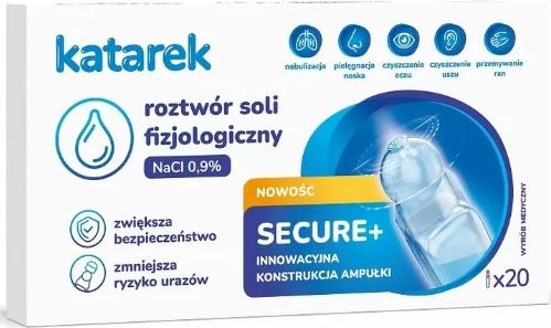 Physiologische Kochsalzlösung 0,9% - 20x5 ml Ampullen, Katarek Secure+