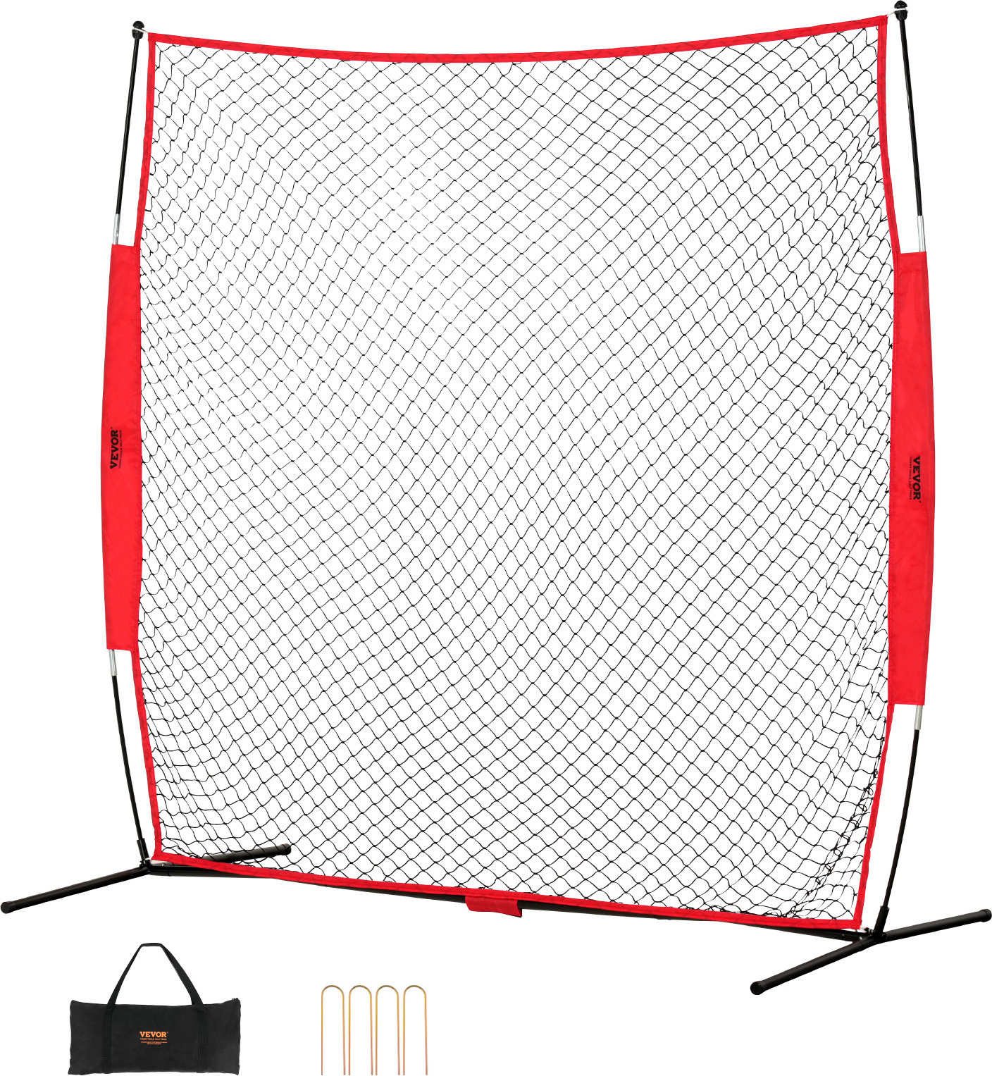 VEVOR Barrikaden-Backstop-Netz, 283 x 107 x 212 cm Ballsport-Absperrnetz, Tragbare Übungsausrüstung mit Tragetasche, Schutzschirm für Baseball, Softball, Lacrosse, Fußball, Hockey-Training