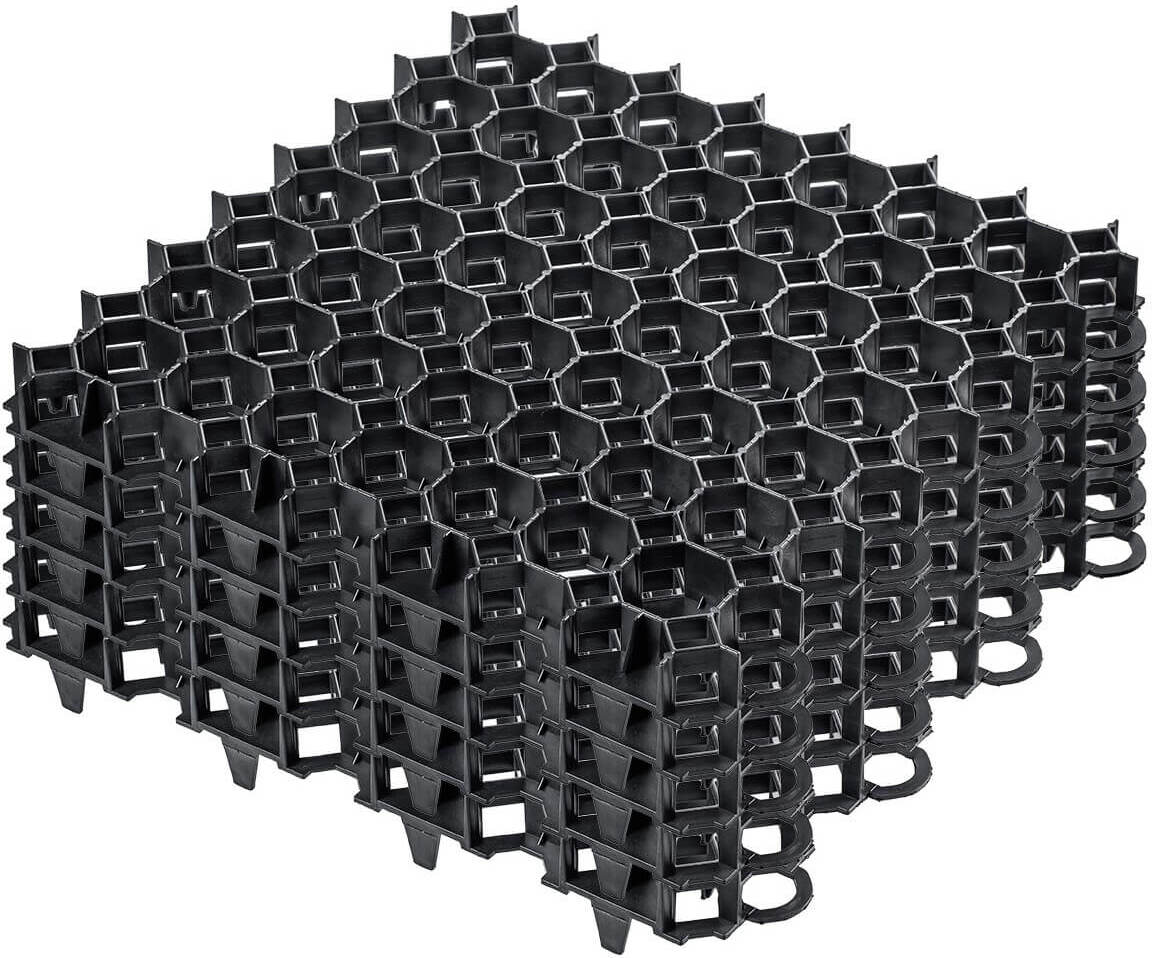 KADAX Rasengitter aus Kunststoff "Forsa", Paddockplatte, Rasengitterplatten, Schwarz, 50cm, 4 Stück K3938