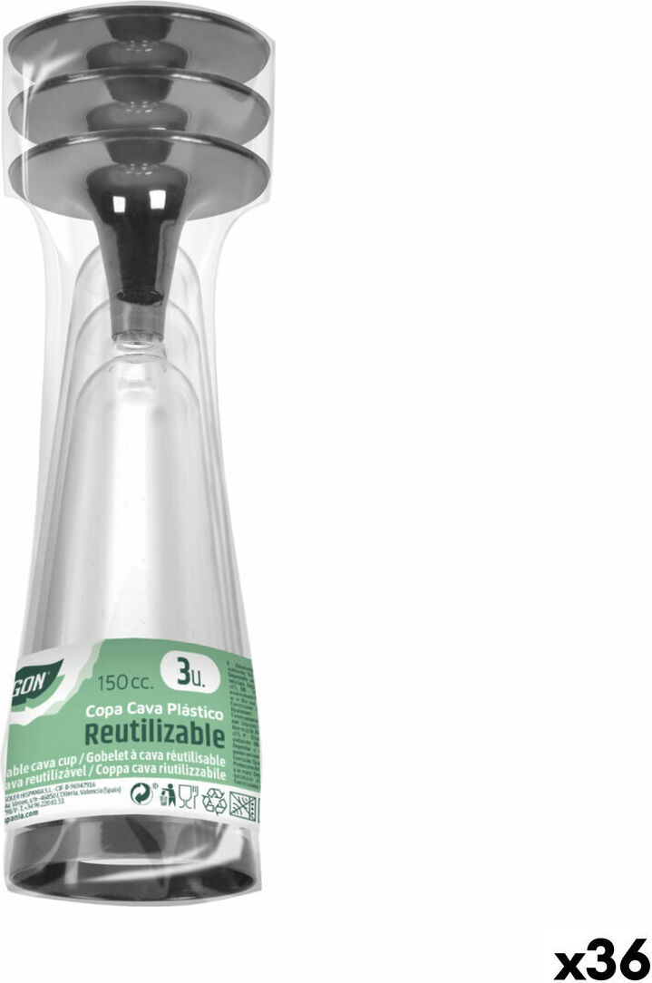 Wiederverwendbare Sektgläser algon schwarz 36 Stk. 150 ml (3 Stück)