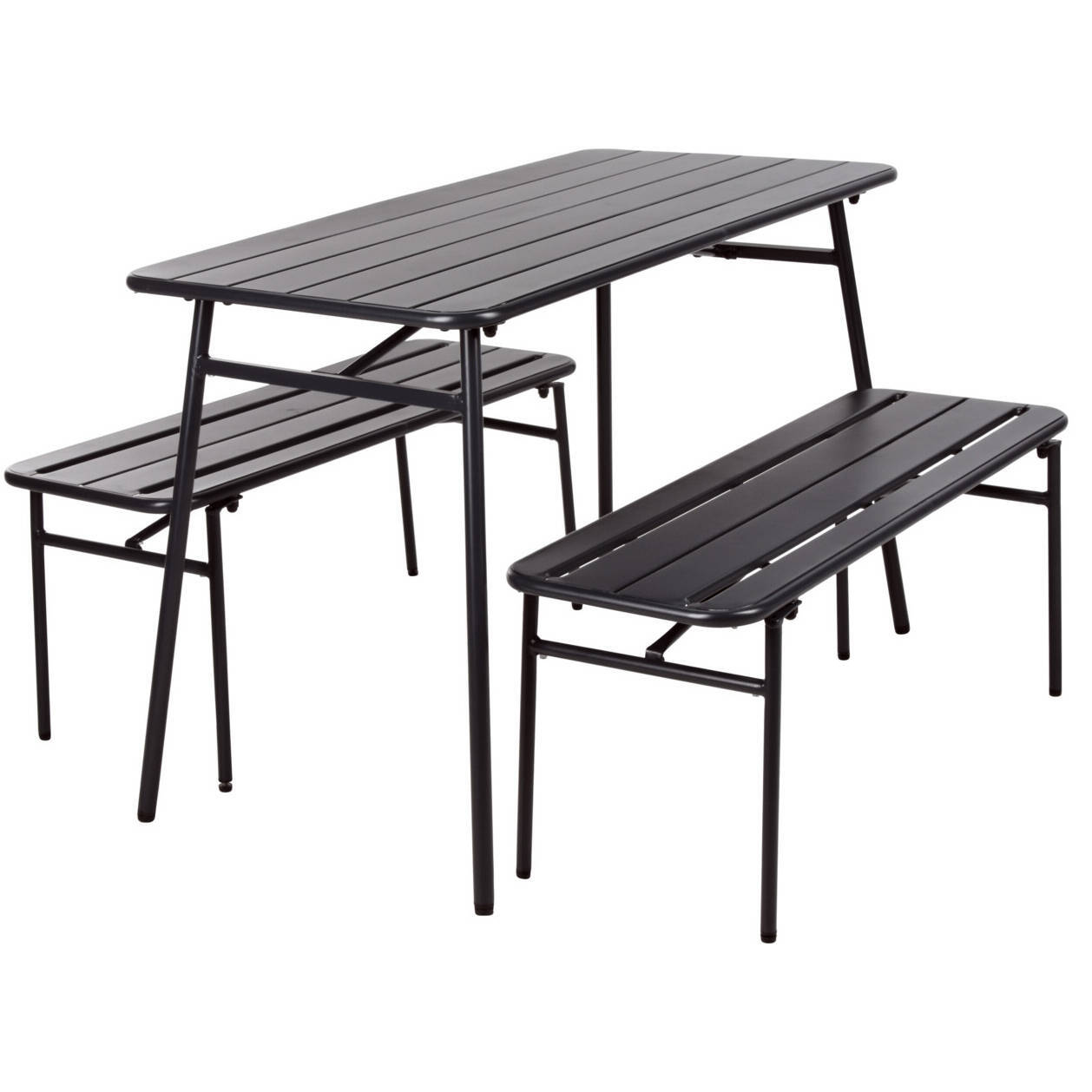 ProGarden 3-dielna súprava záhradného stola a lavice oceľovo sivá