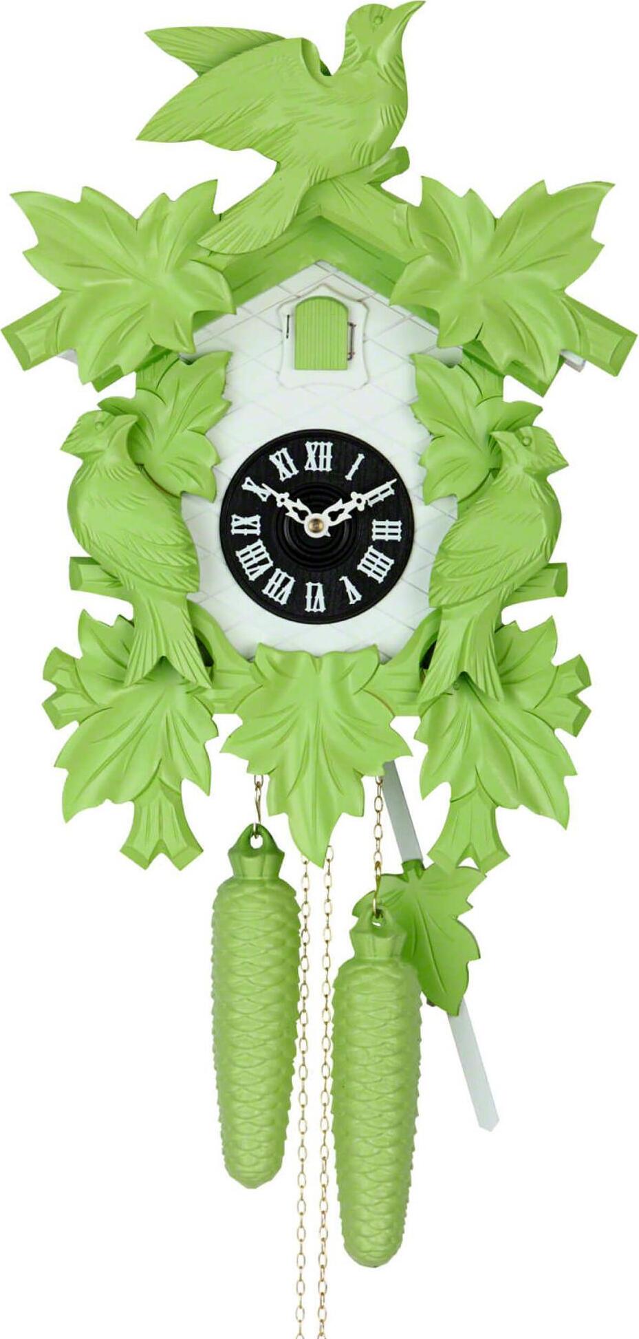 Cuco Clock Kuckucksuhr Schwarzwalduhr "Drei Waldvögel" 20 x 30 x 38cm Wanduhr aus Holz, 8 - Tage Werk, manuelle Nachtabschaltung 42513459047750