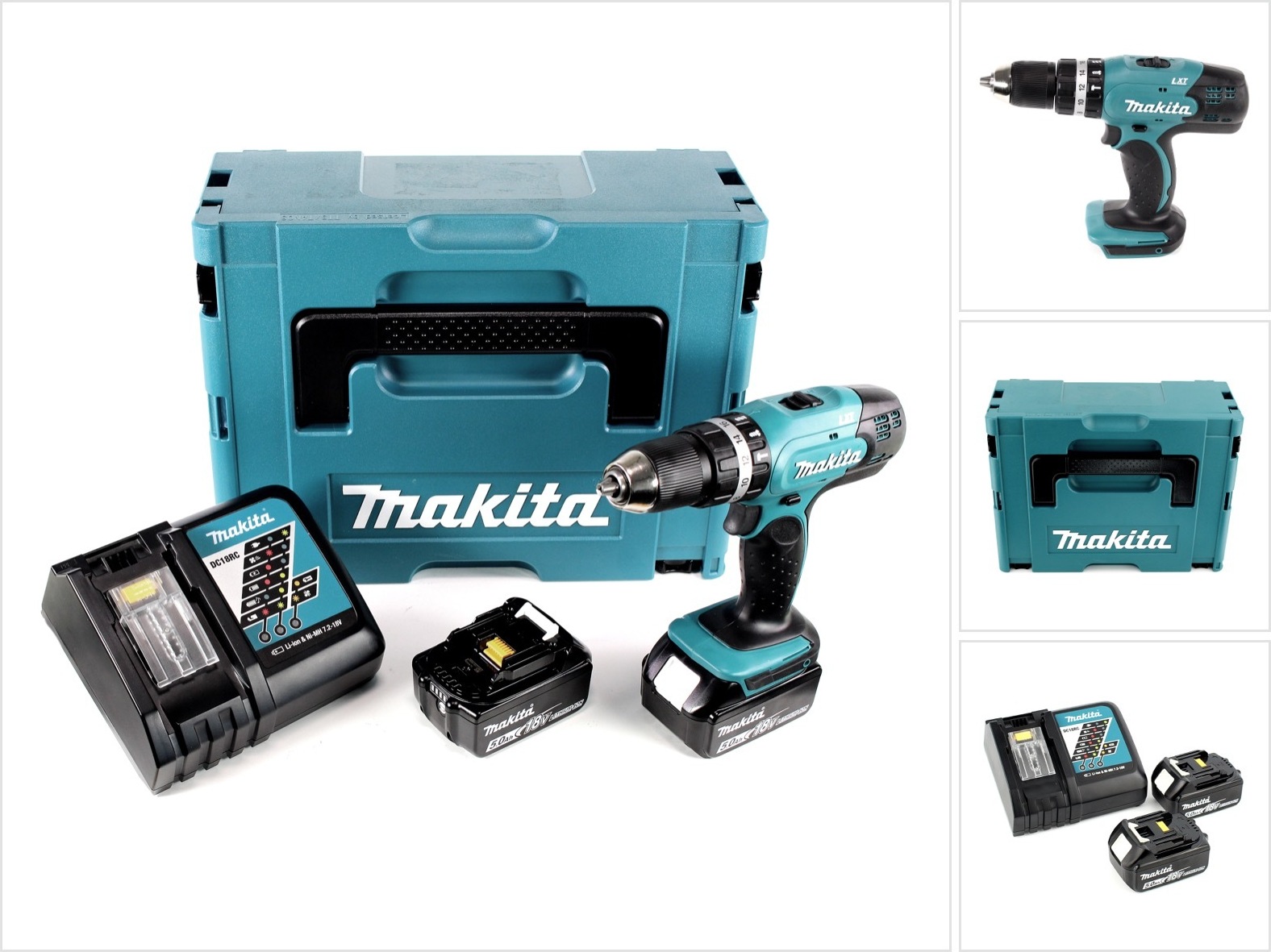 Akumulátorová príklepová vŕtačka Makita DHP 453 RTJ 18V 42Nm + 2x akumulátory 5,0Ah + nabíjačka v Makpac 2