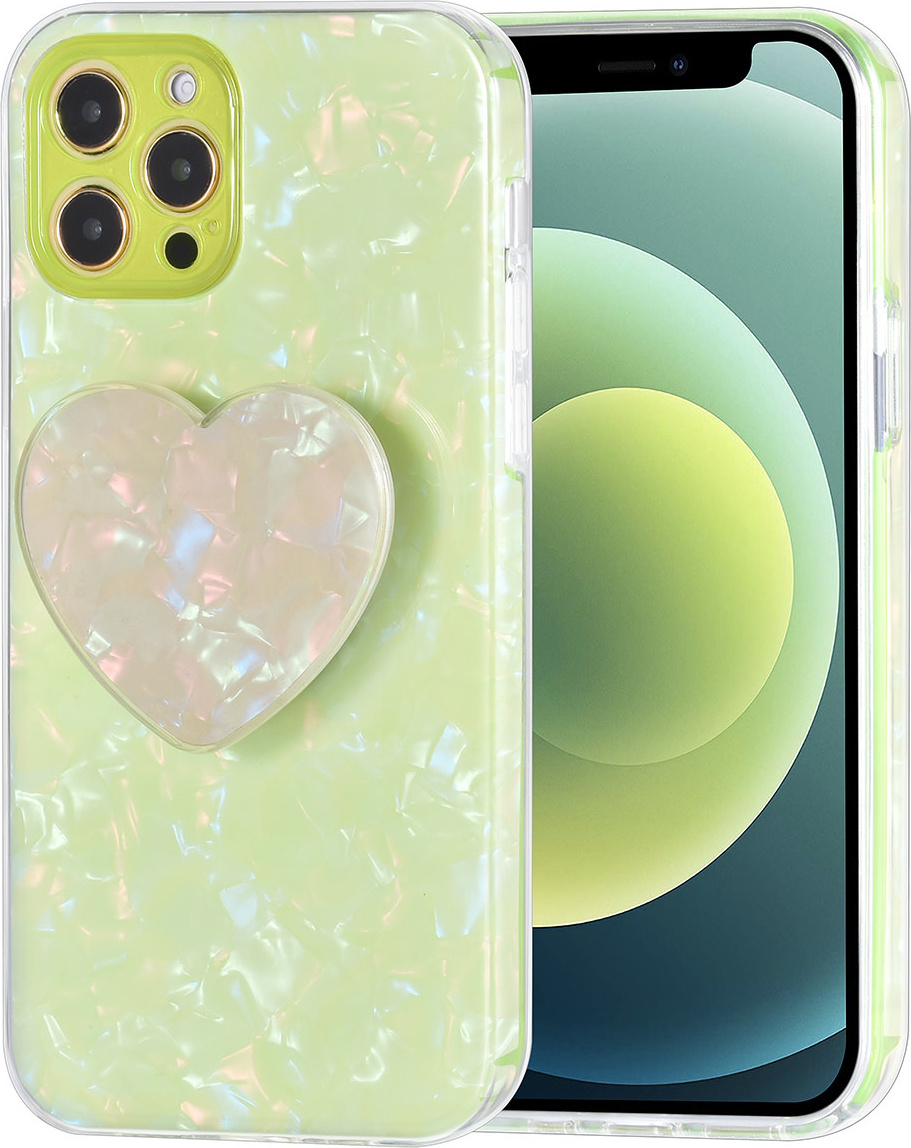 UNIQ Príslušenstvo Zadný kryt pre iPhone 12 - 12 Pro - Popsocket v tvare srdca - zelený
