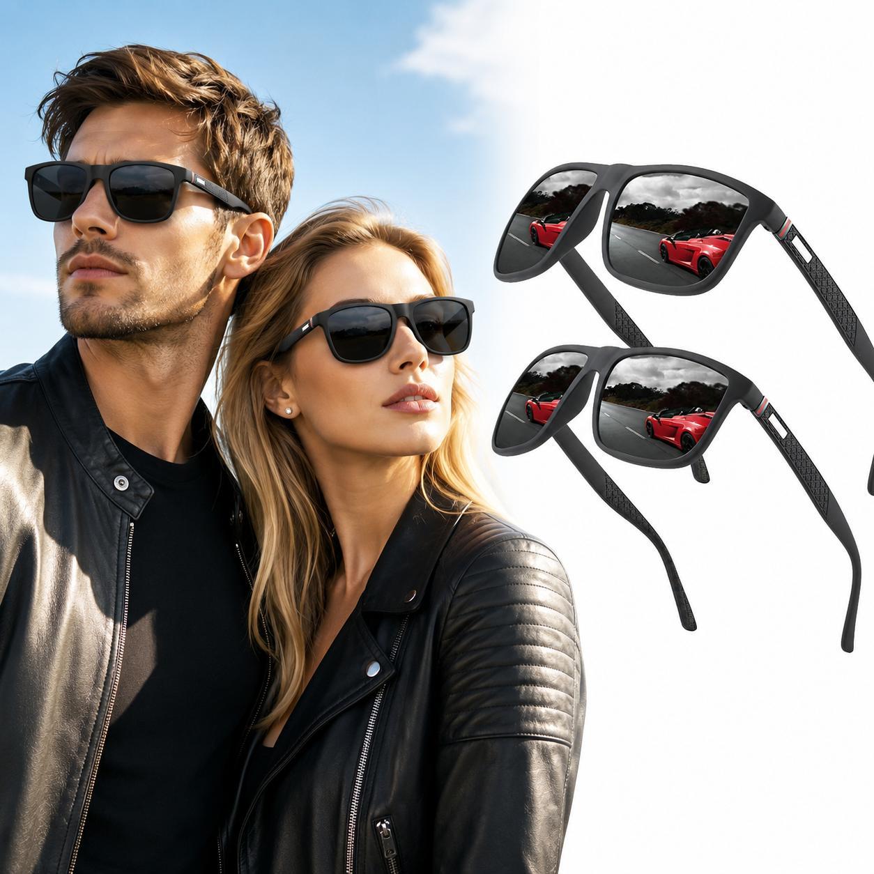 STILVORA Sonnenbrille polarisiert, polarisierte Sonnenbrille schwarz-grau, UV400 Sonnenbrille, Uni Sonnenbrille polarisiert, Sonnenbrille Outdoor Reisen
