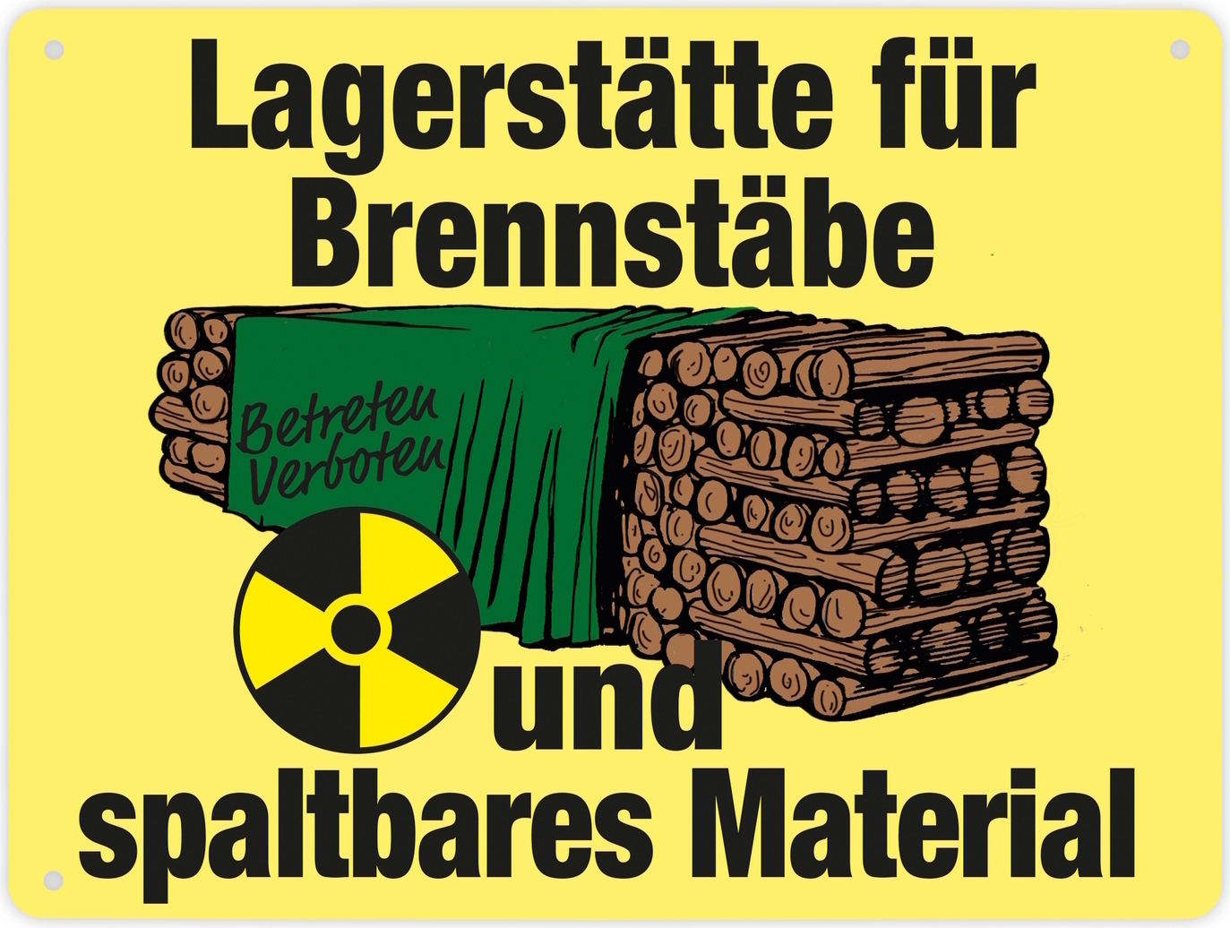 speecheese Lagerstätte für Brennstäbe - Brennholzlager Metallschild XL in 21x28 cm in Gelb