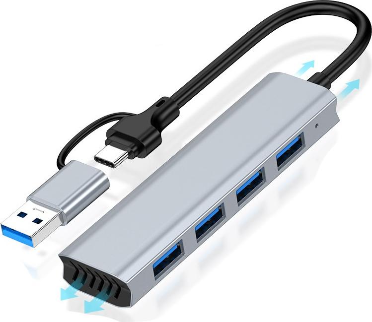 INF USB 3.0 Hub mit 4 Ports und Type-C Adapter für schnelle Datenübertragung 398717