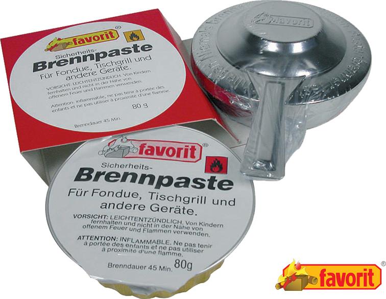 "favorit" Sicherheits-Brennpaste Set, 80 gr Brennpaste inkl. verstellbarem Brenner, silber 16734