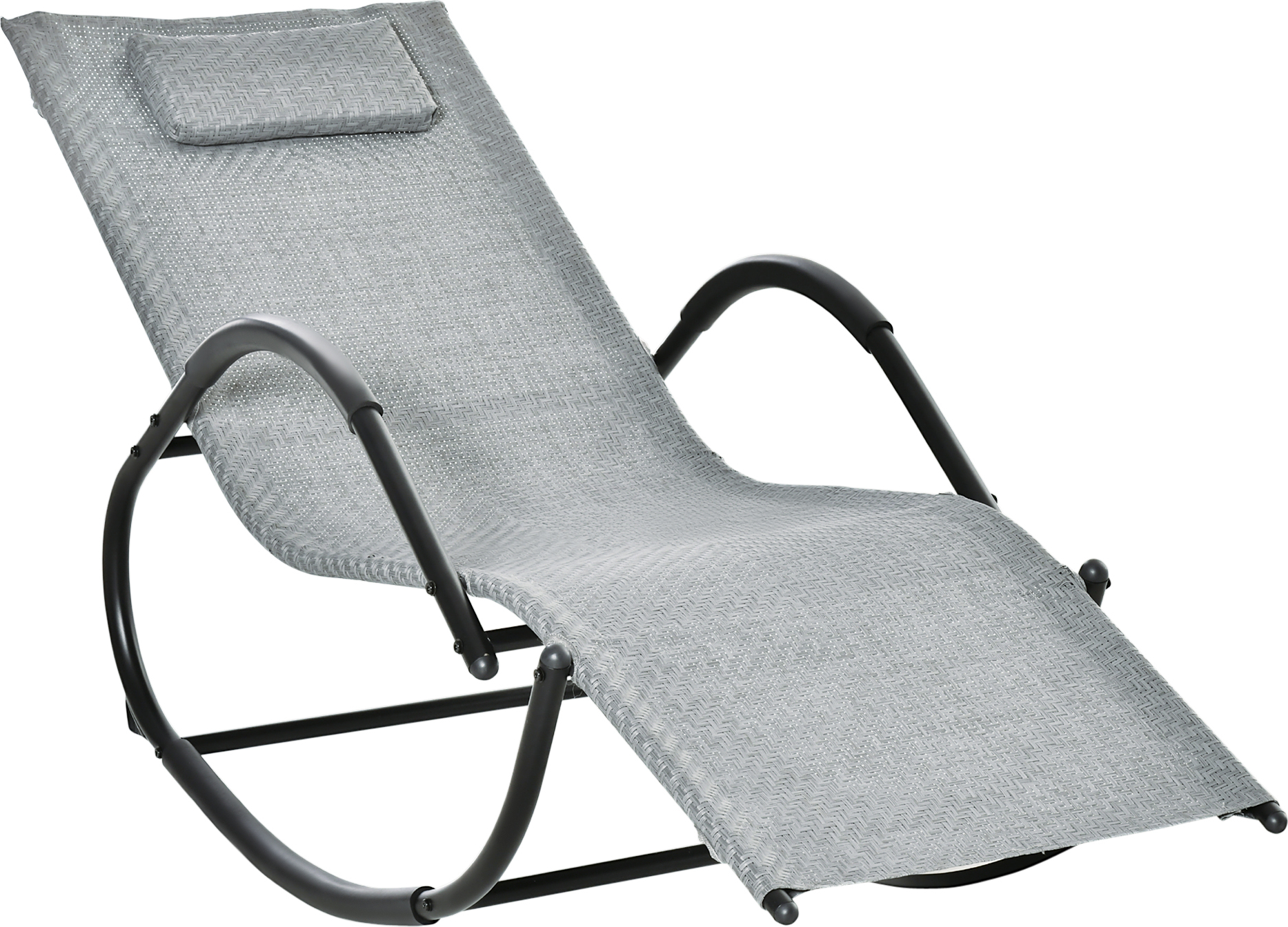 Outsunny Hojdacie kreslo Hojdacie lehátko s vankúšom Záhradné lehátko Hojdacie lehátko do 160 kg s nosnosťou Texteline Grey 61 x 160 x 79 cm