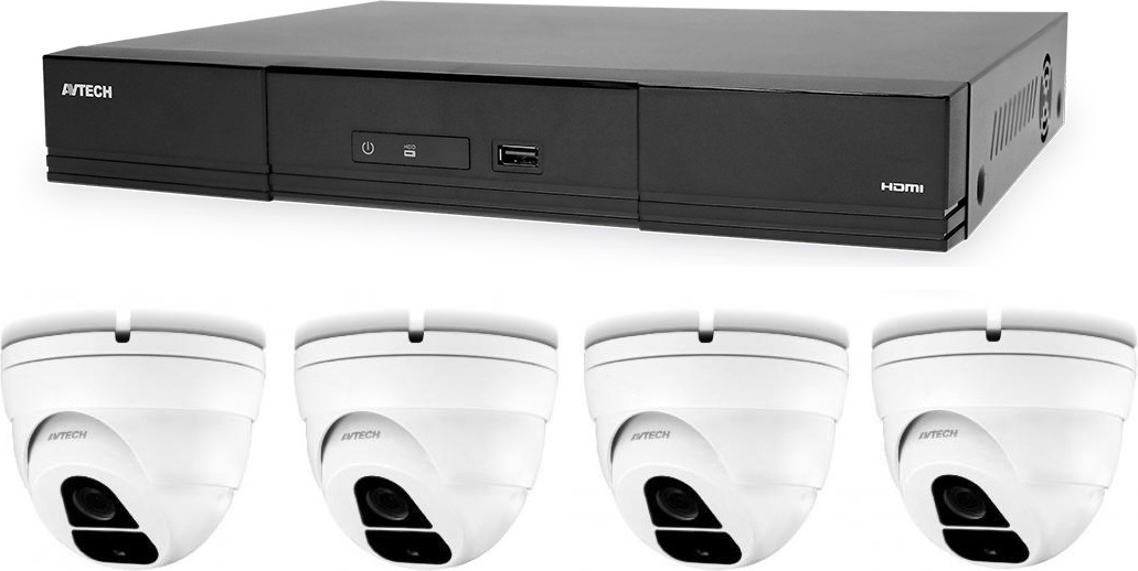 Kameraset 1x AVTECH NVR AVH1109 und 4x 2MPX IP Dome Kamera AVTECH DGM2203ASVSEP + 4x UTP Kabel 1x RJ45 - 1x RJ45 Cat5e 15m!