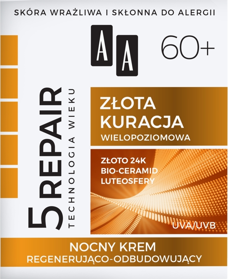 Oceanic AA Technologia Wieku 5Repair 60+ Złota Kuracja Krem na noc regenerująco-odbudowujący, 50 ml