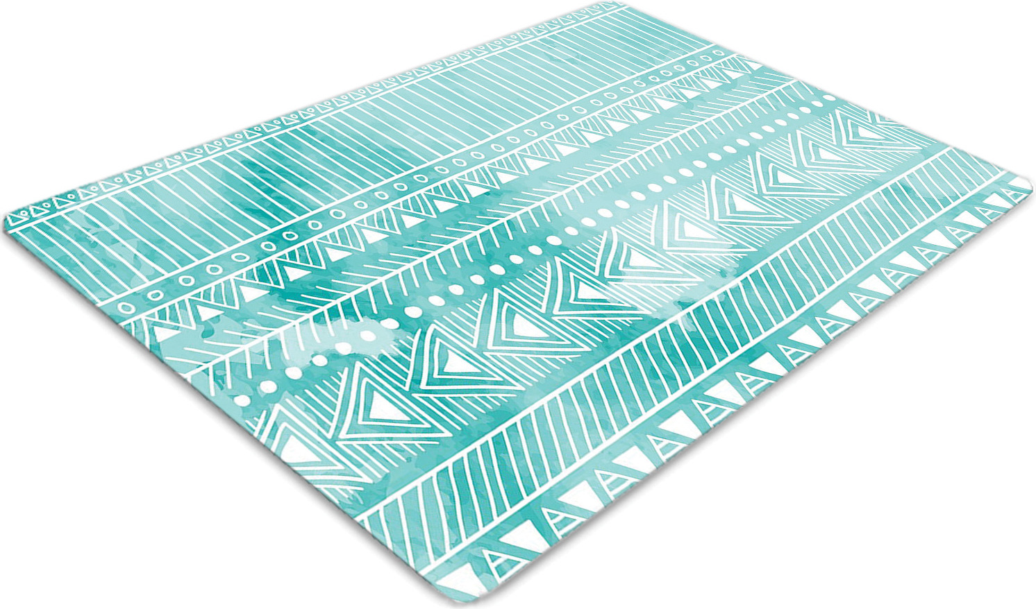 Podlahová ochranná podložka - Ochranná podložka pod stoličku - Podlahová podložka - 100x70 cm - Geometrická tyrkysová
