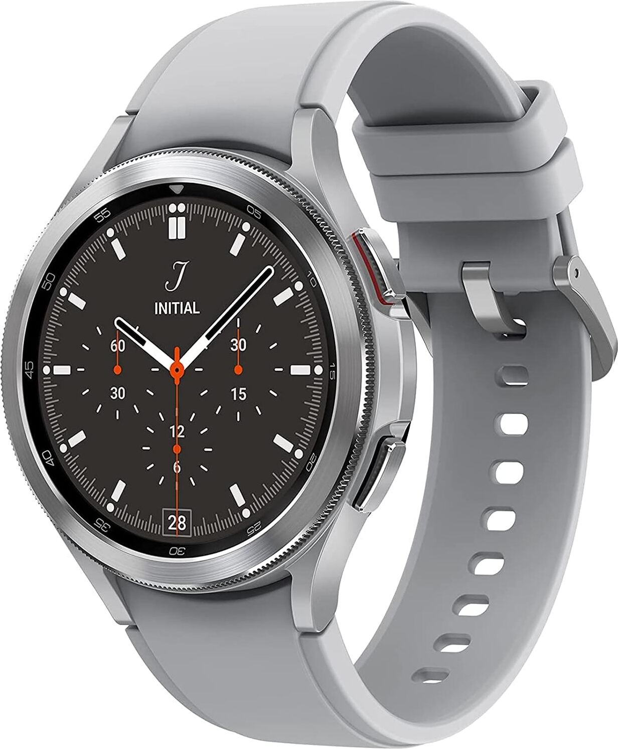 Samsung Galaxy Watch4 Classic 46 mm Smartwatch, Bluetooth, Wear OS, otočný rámček, fitness tracker, strieborná (nemecká verzia)