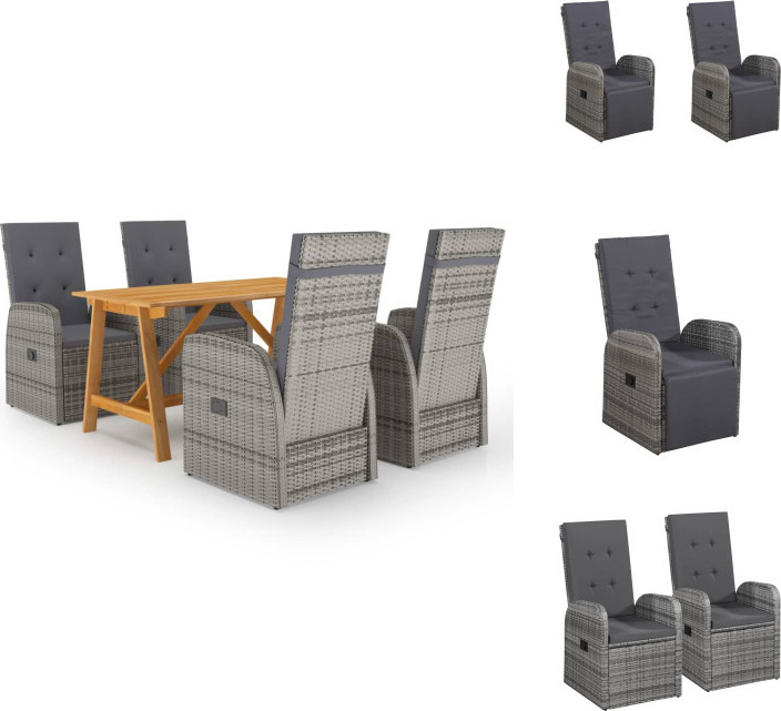 vidaXL 5-dielny záhradný jedálenský set sivý - Záhradné nábytkové zostavy