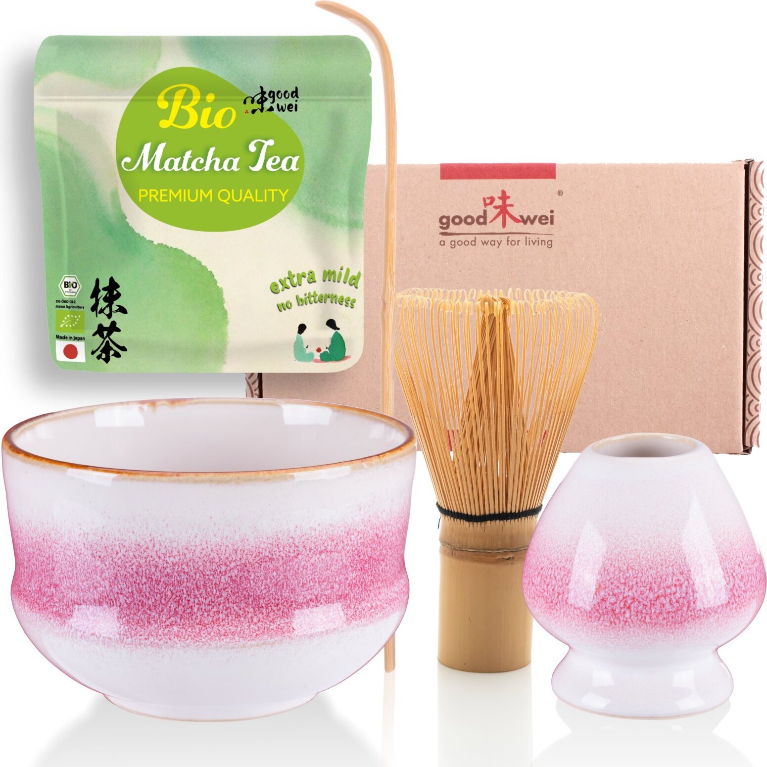 ComboJoy Matcha Set Pink - Komplettset Mit Schale, Schneebesen & Zubehör