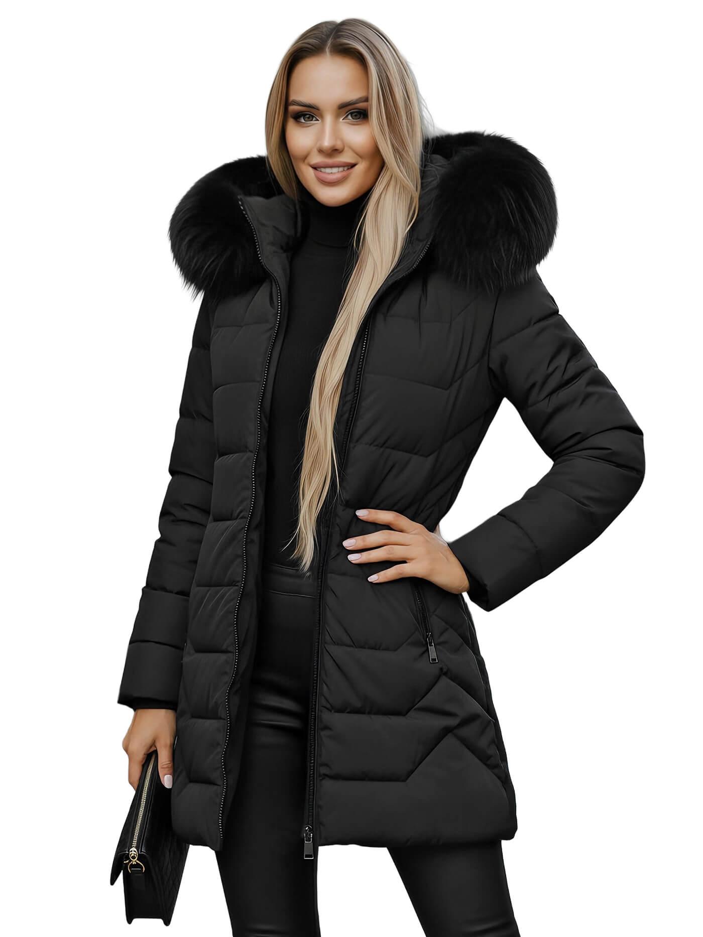 Damen Winterjacke Schwarz OZONEE JS/16M9121/392Z XL