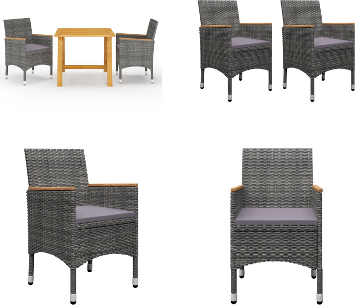 vidaXL 3-dielny záhradný jedálenský set sivý - Záhradný jedálenský set - Záhradné jedálenské sety - Záhradný nábytok - Záhradný set nábytku