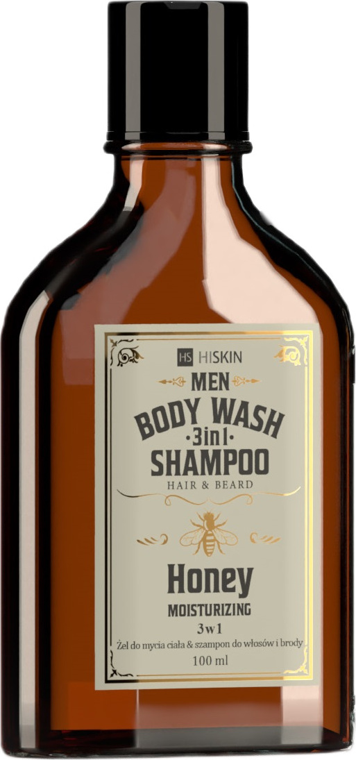 HiSkin Herren Whisky Duschgel und Shampoo für Haare und Bart 3in1 Honig, 100 ml