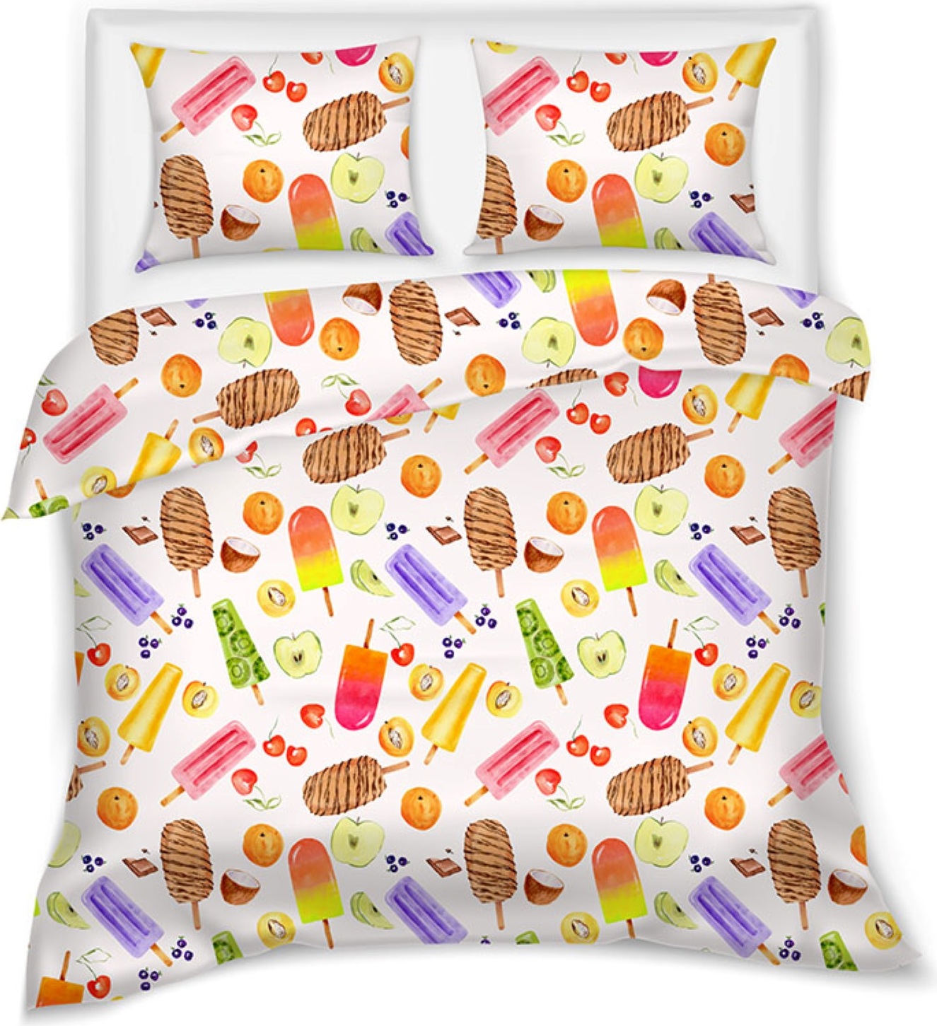 Dormabell Satin Bettwäsche 135x200 Stieleis Eis Schleckeis Fruchteis Früchte Wende